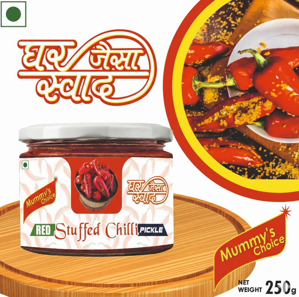 Mummy's Choice  Red Stuffed Chilli Pickle 250g - Image 4