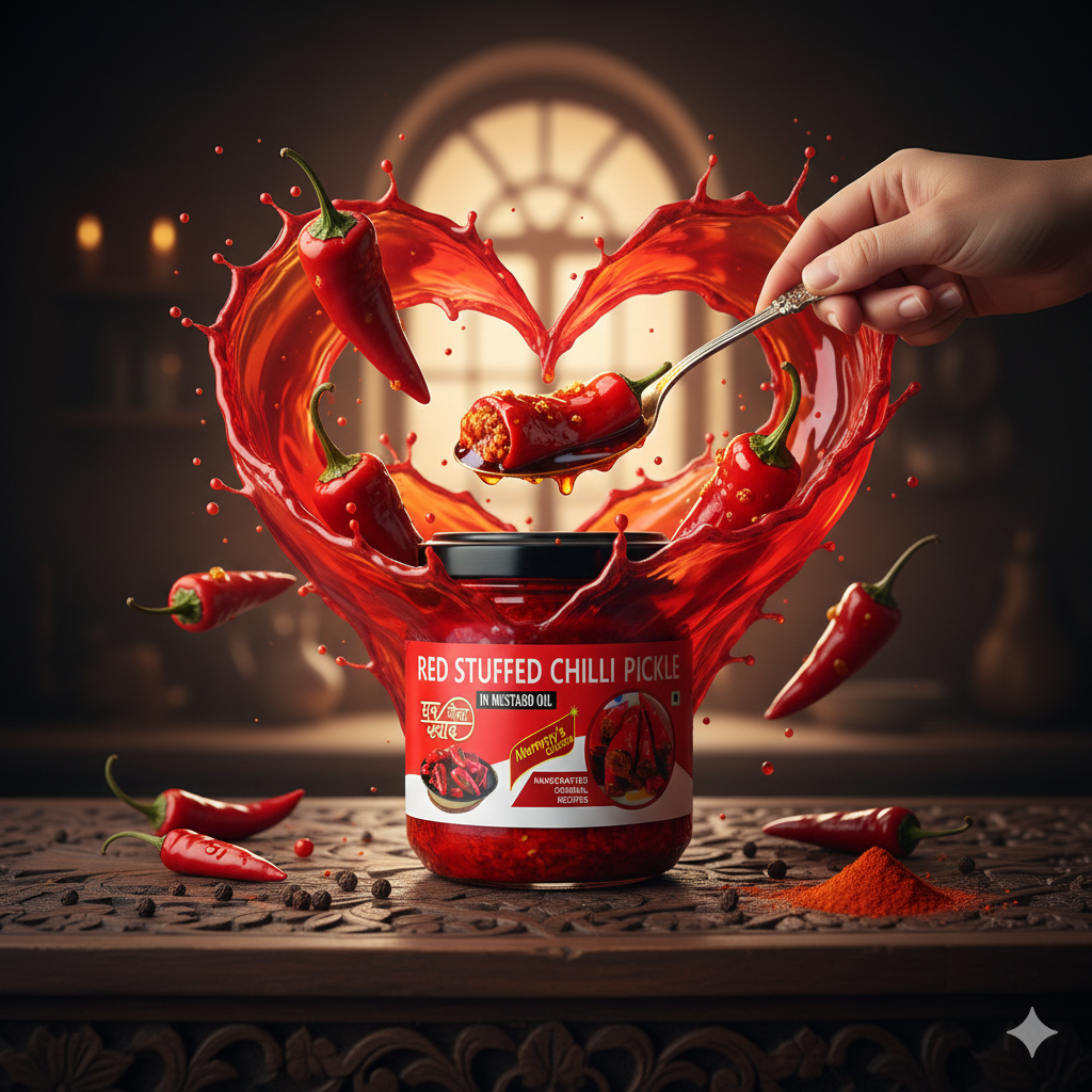 Mummy's Choice  Red Stuffed Chilli Pickle 300g