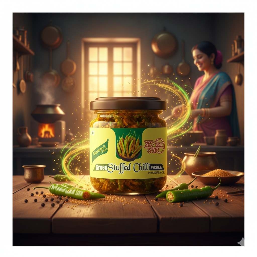 Mummy's Choice  Green Chilli Stuffed Pickle 250g - Image 3