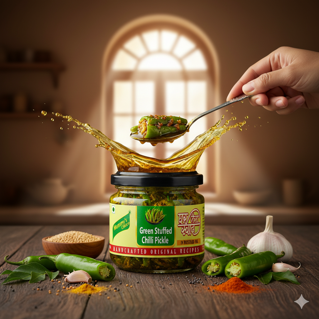 Mummy's Choice  Green Chilli Stuffed Pickle 200g