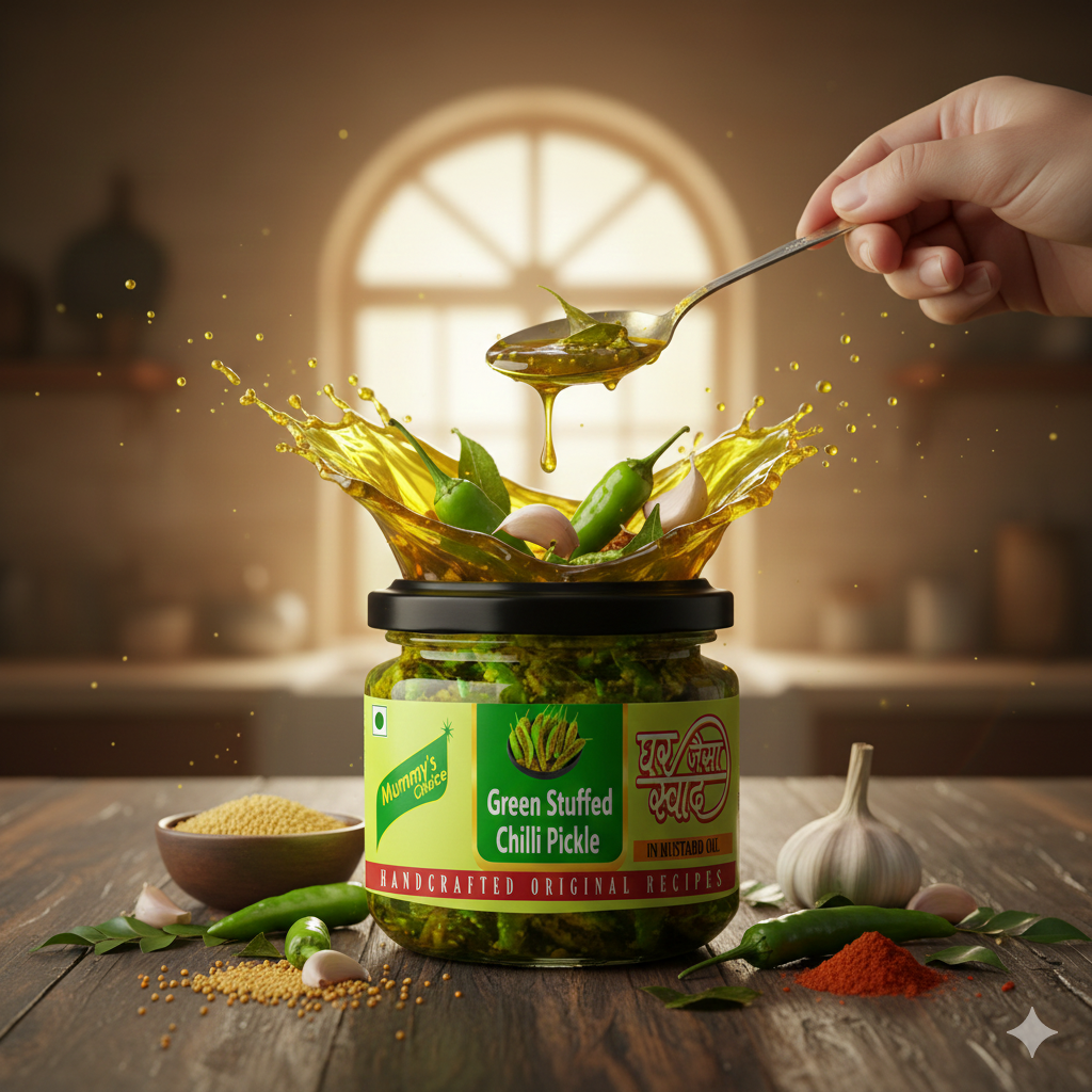 Mummy's Choice  Green Chilli Stuffed Pickle 200g - Image 5