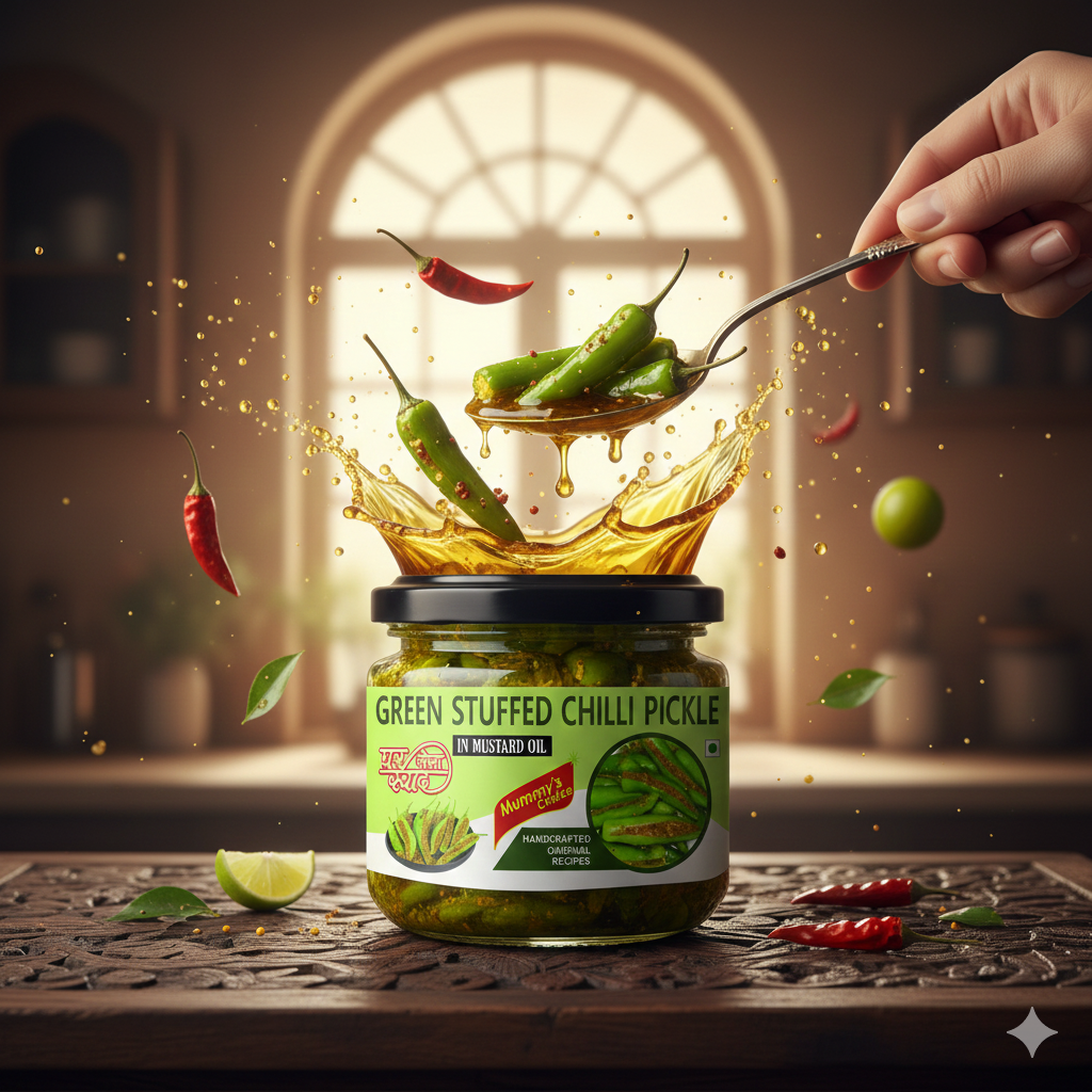 Mummy's Choice  Green Chilli Stuffed Pickle 300g